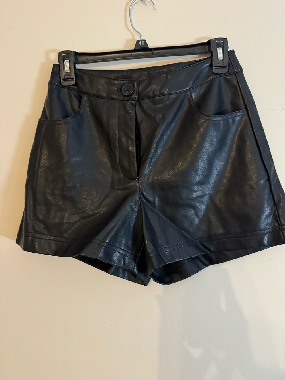 Black Faux Leather Women’s Shorts